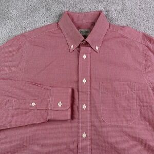 Gitman Bros Shirt Mens Large Red Micro Check Oxford OCDB Long Sleeve Made in USA